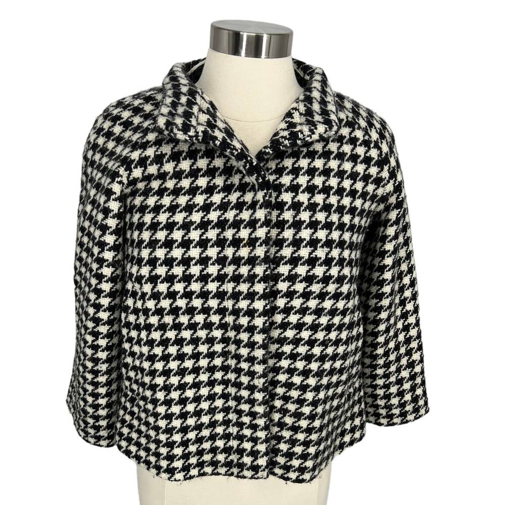 BANANA REPUBLIC Wool Black & White 3/4 Sleeve Coat SZ XS